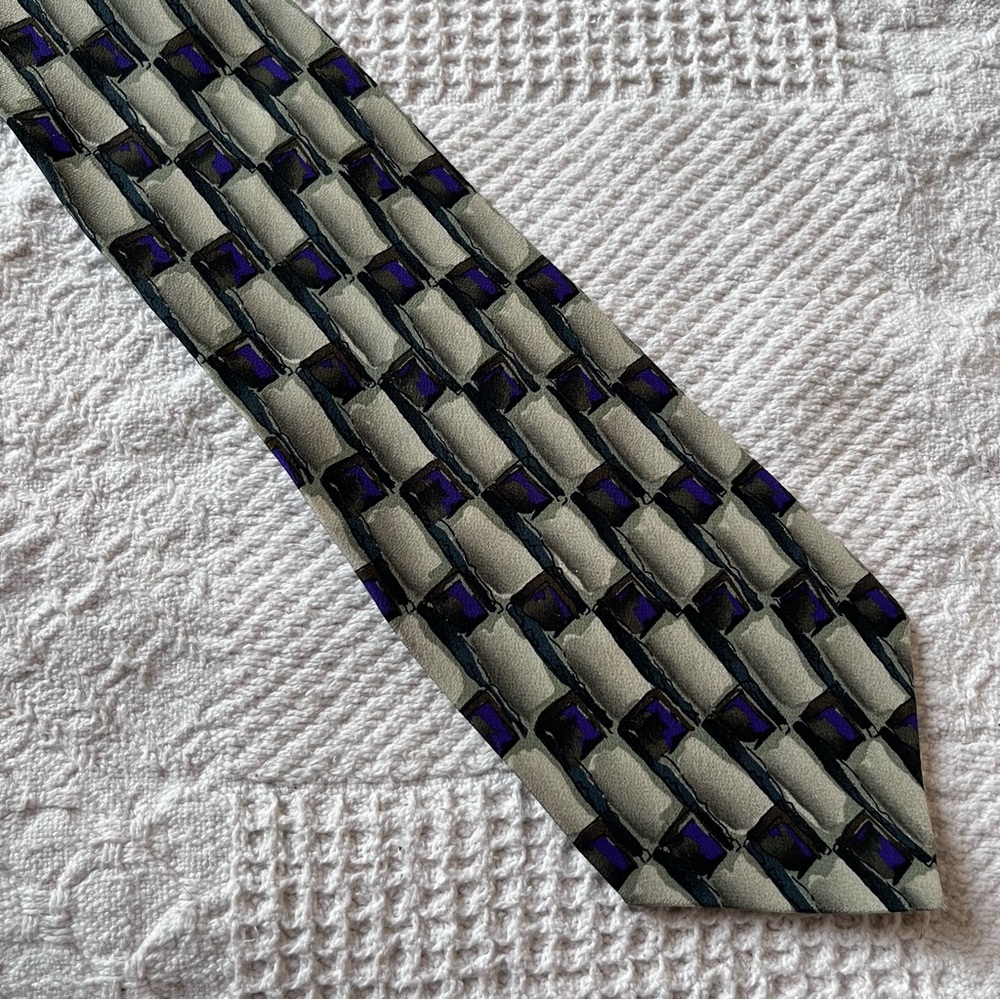 J Garcia silk tie men’s frog prints collection fifteen vintage green purple 1996